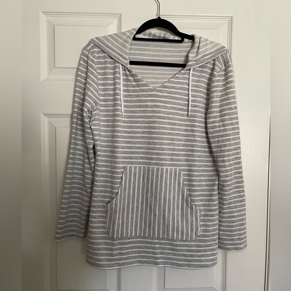 RBX Gray Striped Women's Hoodie Pullover